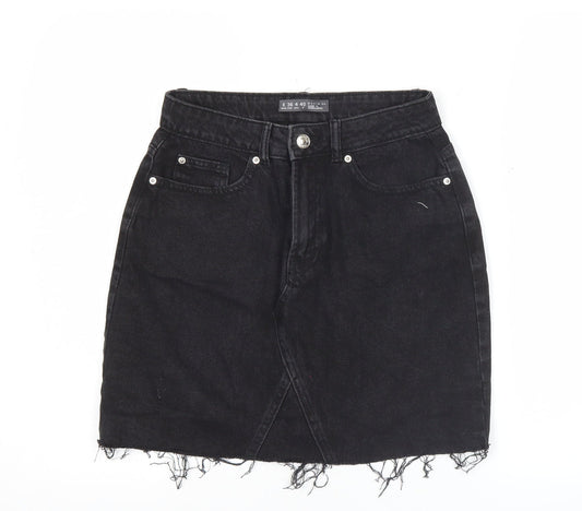 Denim Co. Women Black Size 8 High Rise Denim Mini Skirt