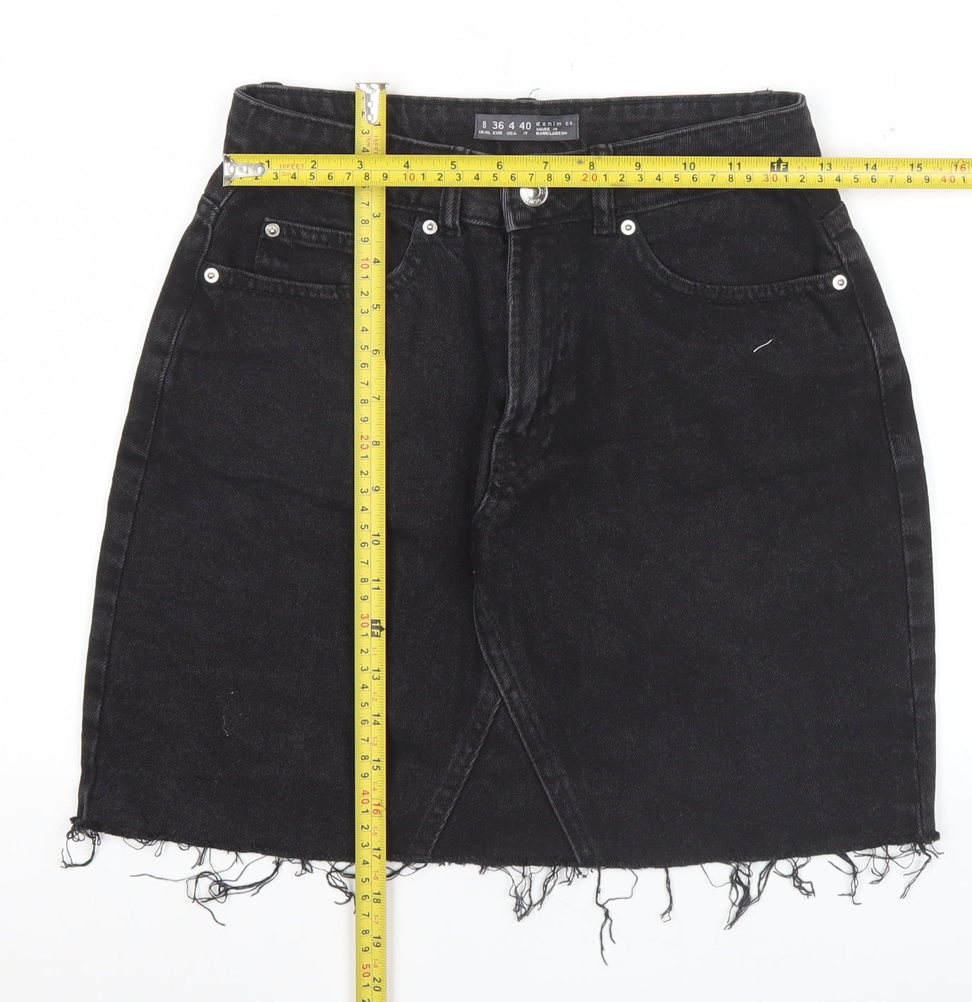 Denim Co. Women Black Size 8 High Rise Denim Mini Skirt