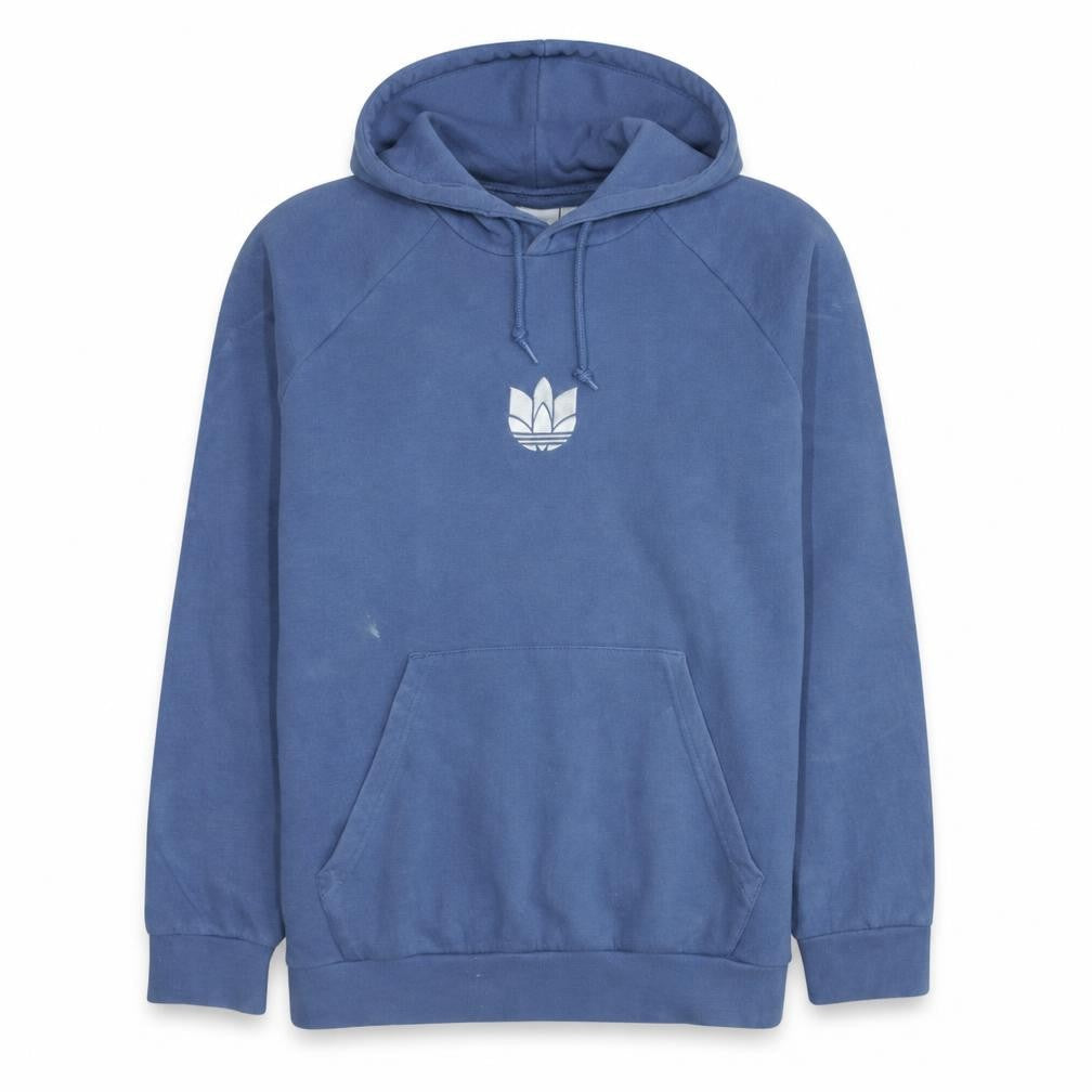 Adidas Mens Blue Pullover Hoodie L Logo Fleece Sportswear