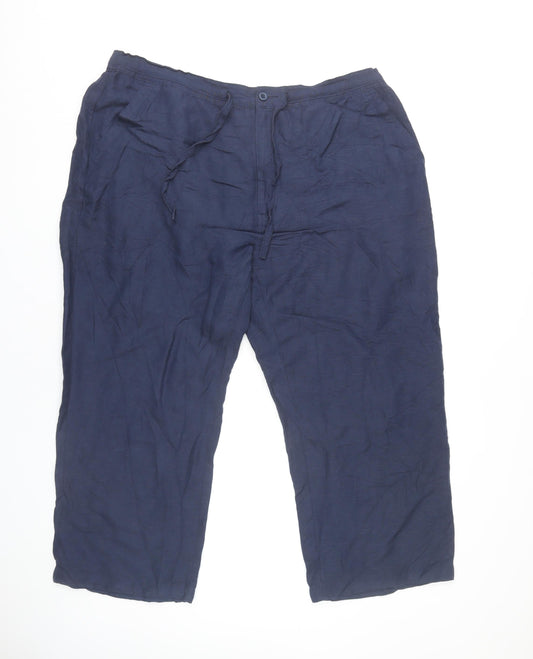 Cubavera Women’s Blue Linen Blend XL Chino Trousers with Pockets