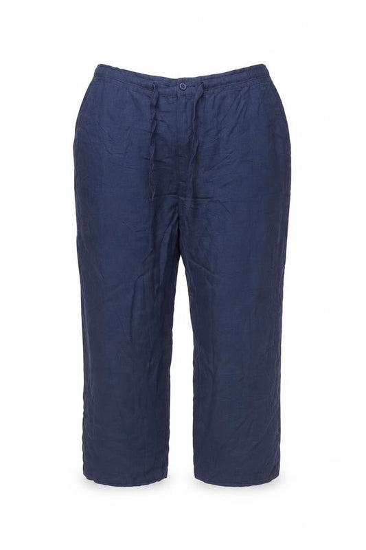 Cubavera Women’s Blue Linen Blend XL Chino Trousers with Pockets