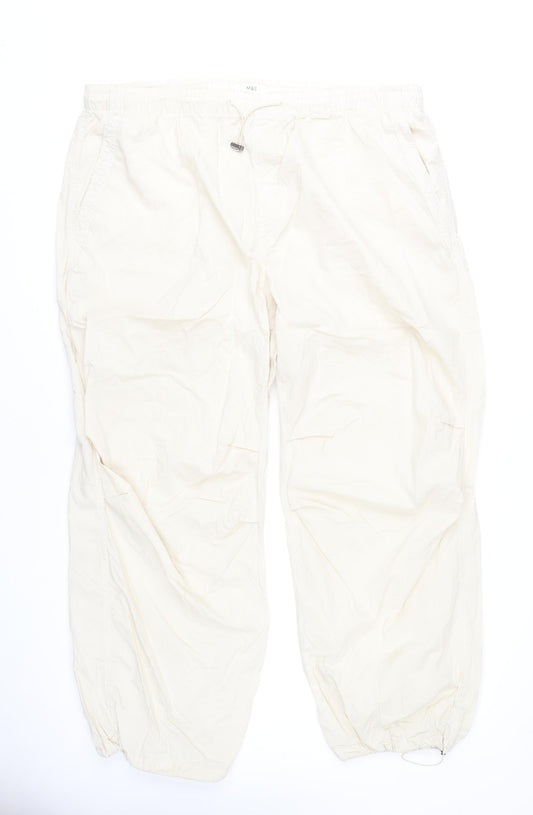 Marks and Spencer Womens Ivory Cargo Trousers Size 22 Cotton
