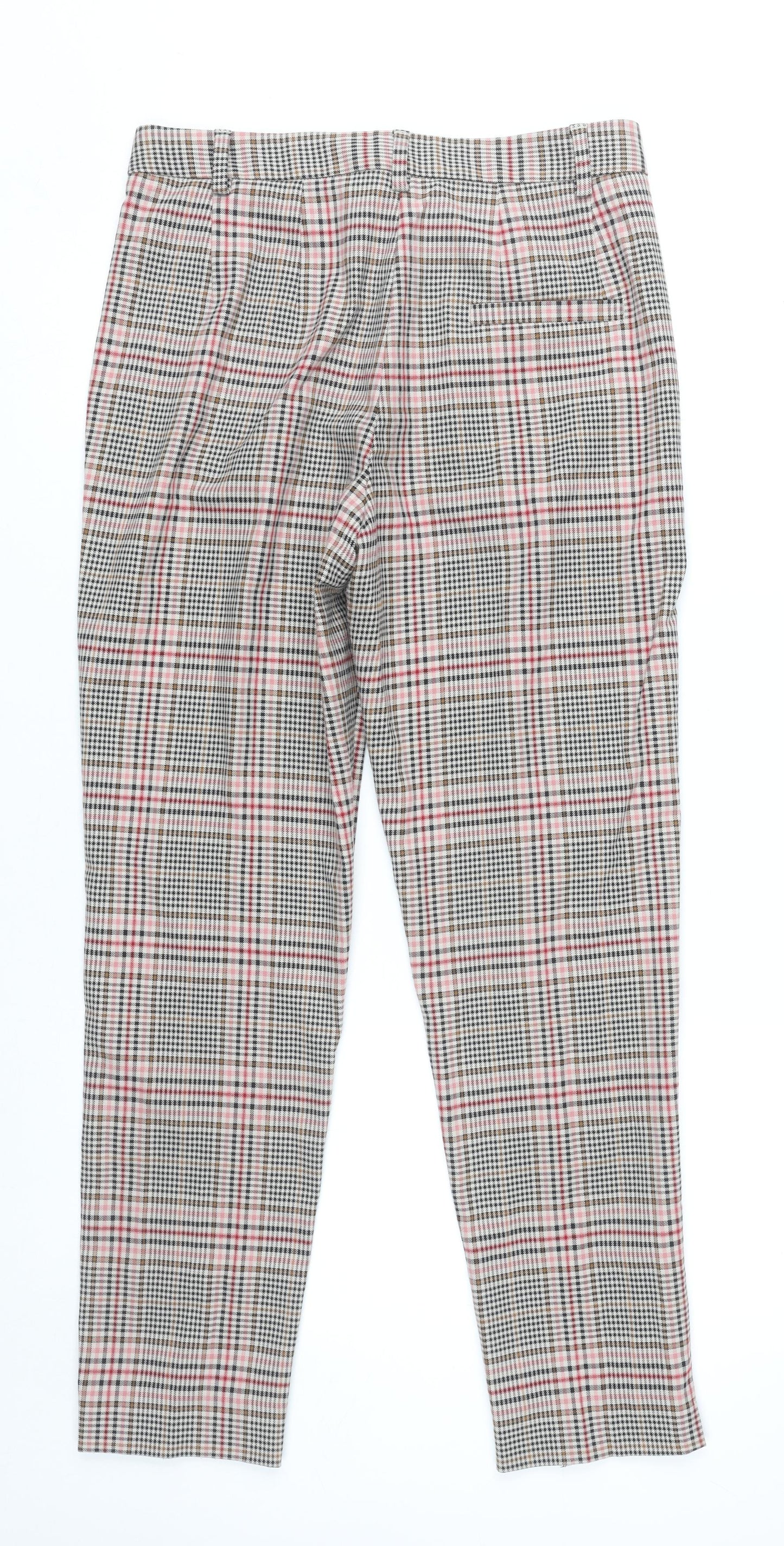 Marks and Spencer Womens Multicoloured Check Chino Trousers Size 8 Slim Fit