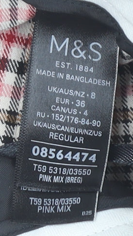 Marks and Spencer Womens Multicoloured Check Chino Trousers Size 8 Slim Fit