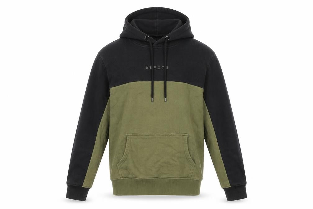 Devote London Mens Black Green Pullover Hoodie S Regular Cotton