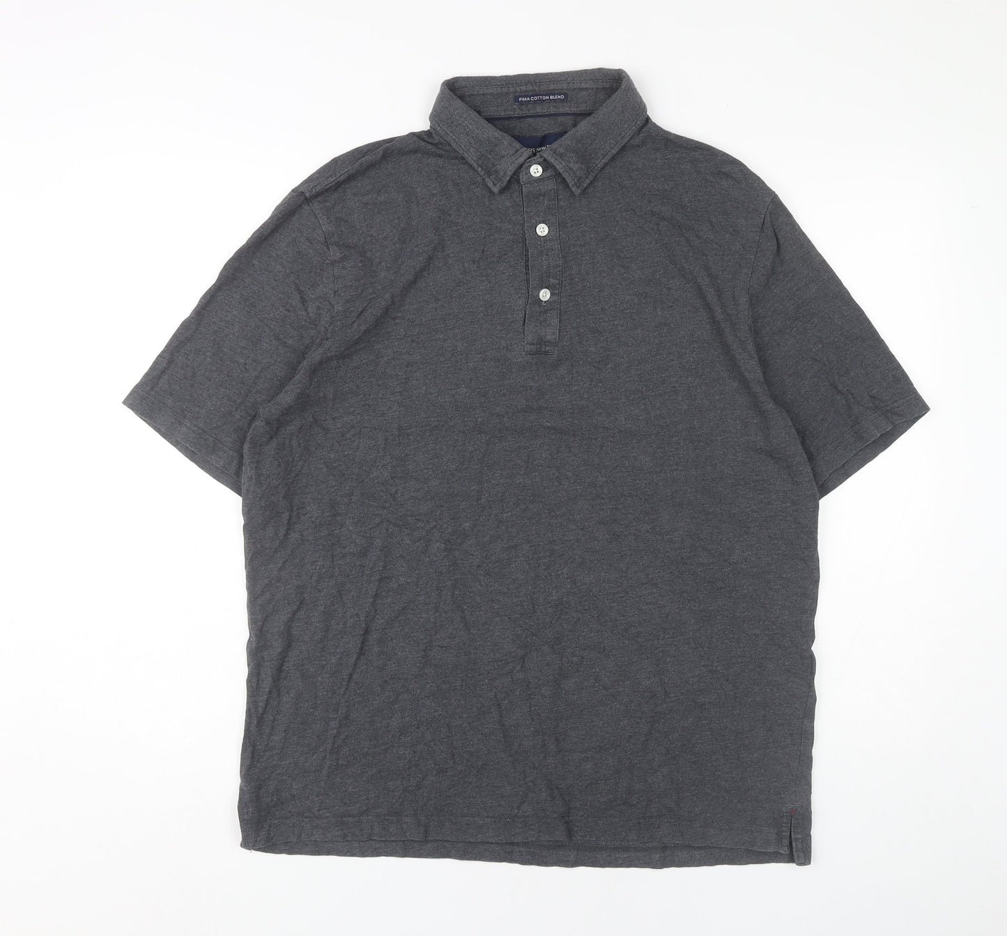 JACHS New York Men’s Grey Pima Cotton Blend Polo Shirt L