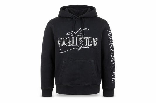 Hollister Mens Black XS Pullover Hoodie Graphic Logo Hoodie