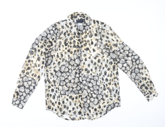 ASOS Design Women’s Multicoloured Animal Print Button-Up Shirt UK 8 Long Sleeve Polyester