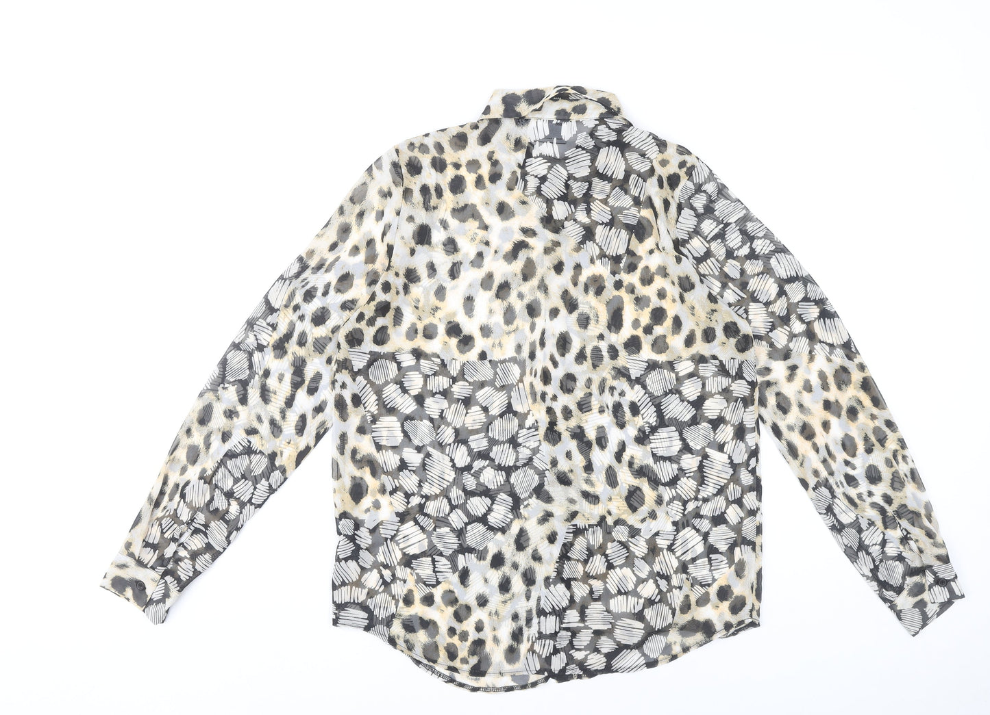 ASOS Design Women’s Multicoloured Animal Print Button-Up Shirt UK 8 Long Sleeve Polyester