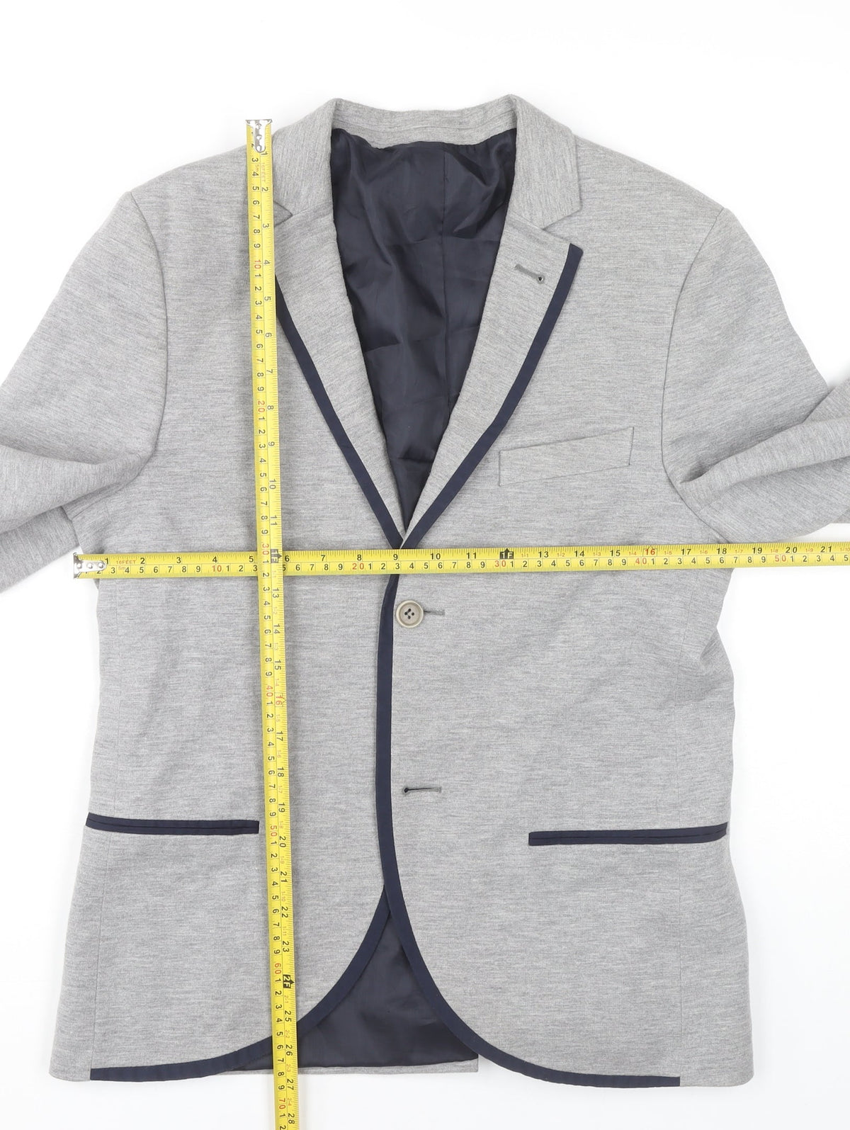 Topman Unisex Adults Grey Blazer Jacket Size L 40in Chest Single-Breasted