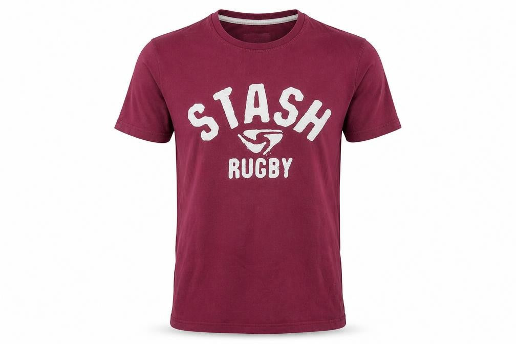 Stash Rugby Team Issue Men's Red Cotton Graphic T-Shirt Size S