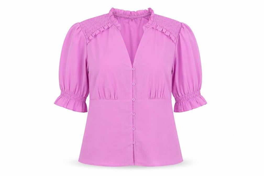 French Connection Womens Pink Size 10 Tunic Blouse 3/4 Sleeve V-Neck