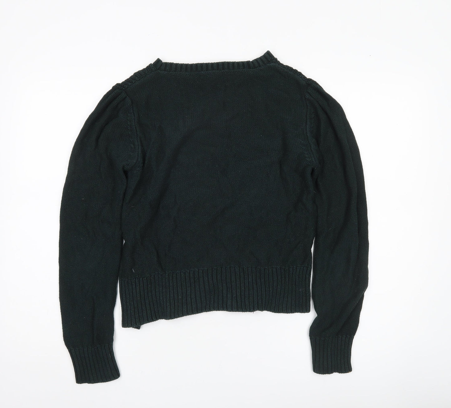 Oasis Womens Black Cotton Crew Neck Cable-Knit Jumper M