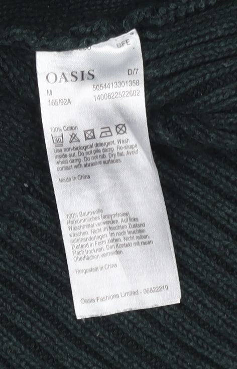Oasis Womens Black Cotton Crew Neck Cable-Knit Jumper M