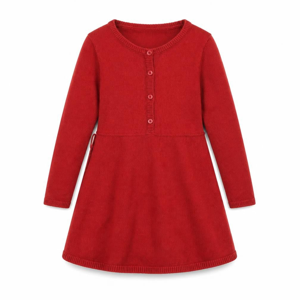 Abercrombie Kids Girls Red Fit & Flare Knit Dress 5-6 Years Long Sleeve