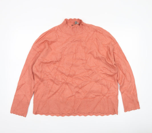Oasis Women’s Pink Mock Neck Knit Pullover Jumper Size S