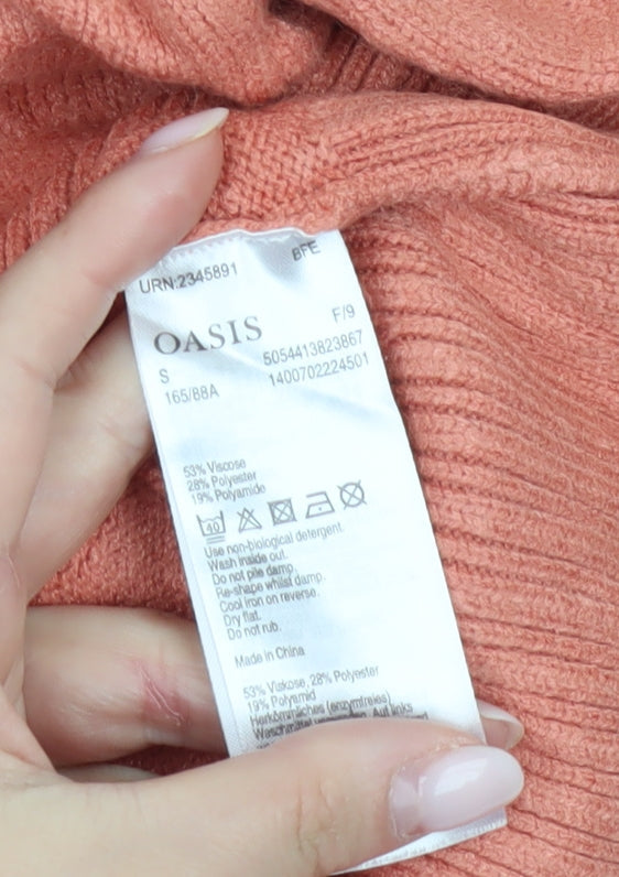 Oasis Women’s Pink Mock Neck Knit Pullover Jumper Size S