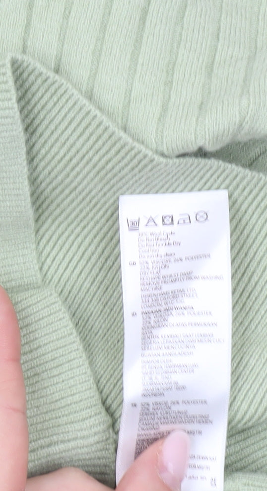 Principles Women Green Size 16 Ribbed Pullover Jumper