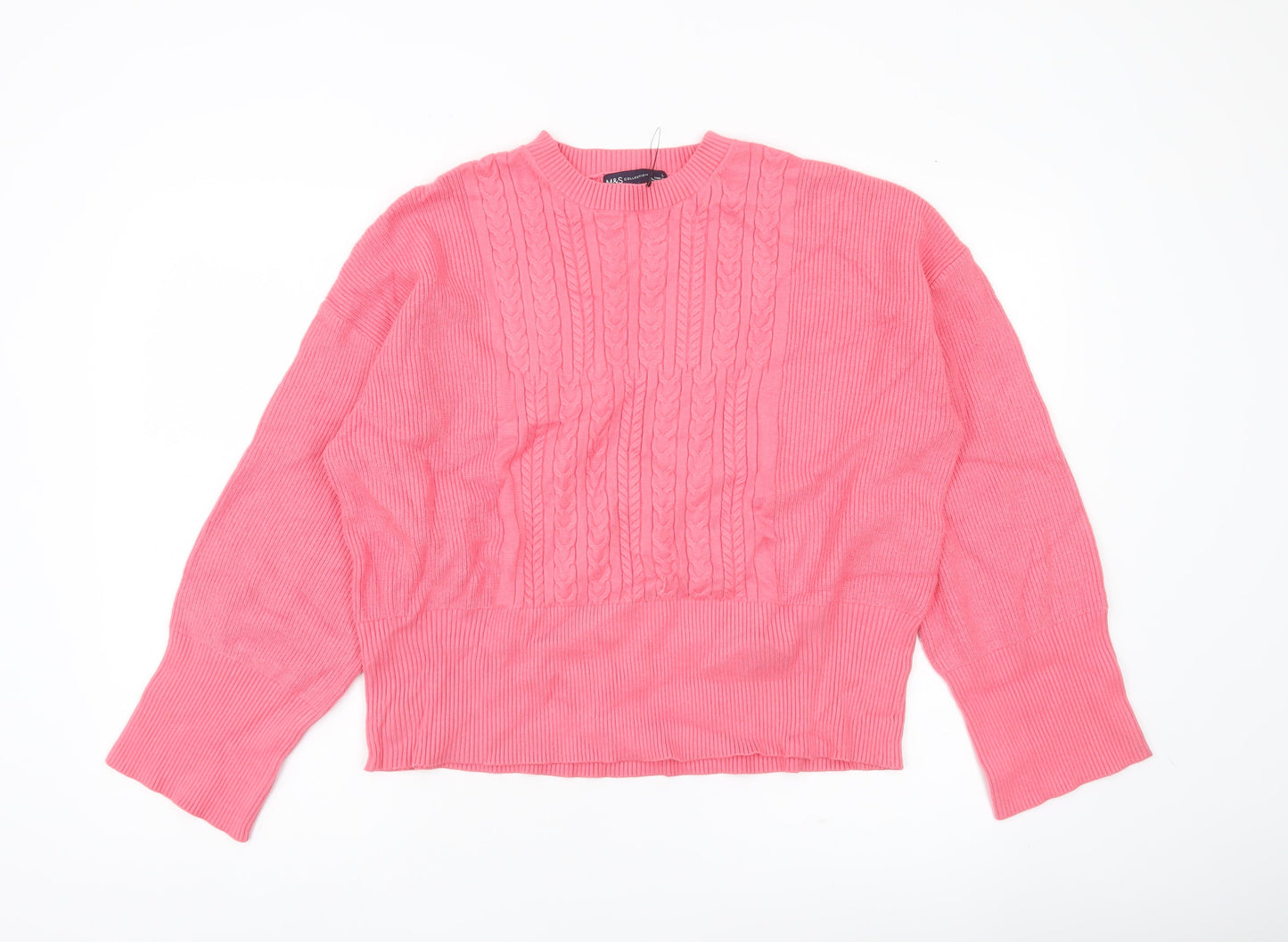 Marks and Spencer Women’s Pink Cable Knit Jumper L Regular