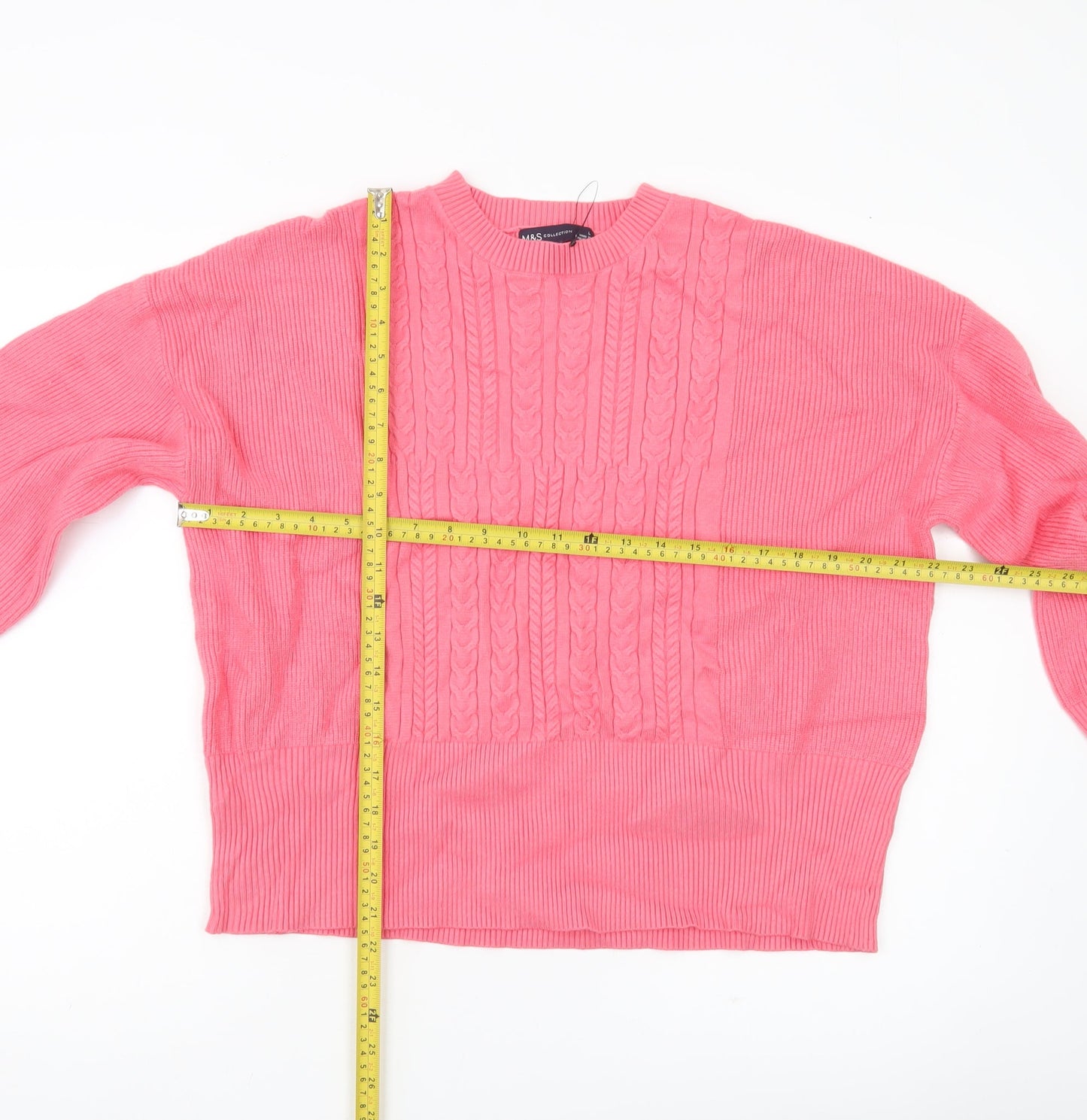 Marks and Spencer Women’s Pink Cable Knit Jumper L Regular