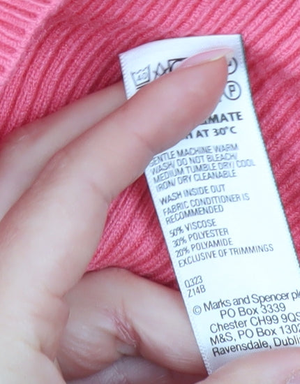 Marks and Spencer Women’s Pink Cable Knit Jumper L Regular