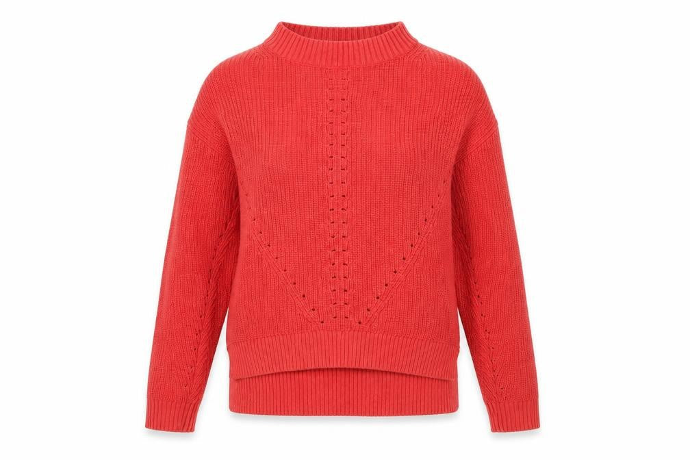 Fat Face Womens Red Cotton Mock Neck Jumper Size 6