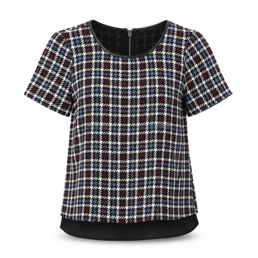 Marks & Spencer Womens Multicoloured Check Blouse UK 6 Short Sleeve
