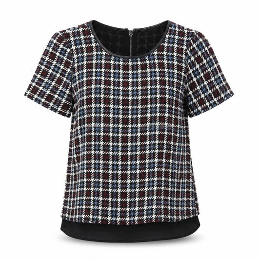 Marks and Spencer Womens Multicoloured Check Blouse UK 6 Short Sleeve