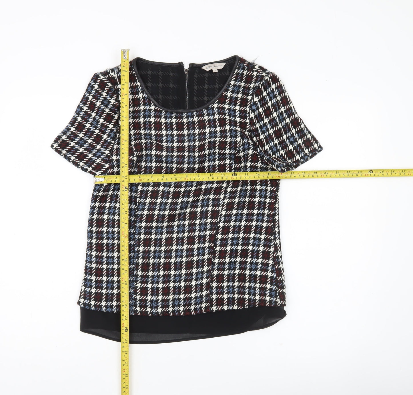 Marks and Spencer Womens Multicoloured Check Blouse UK 6 Short Sleeve