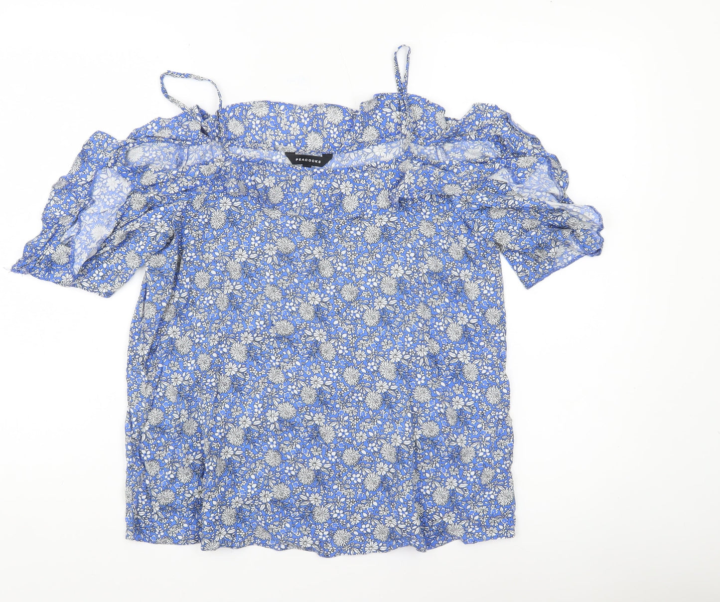 Peacocks Women’s Blue Floral Off Shoulder Blouse Size 10