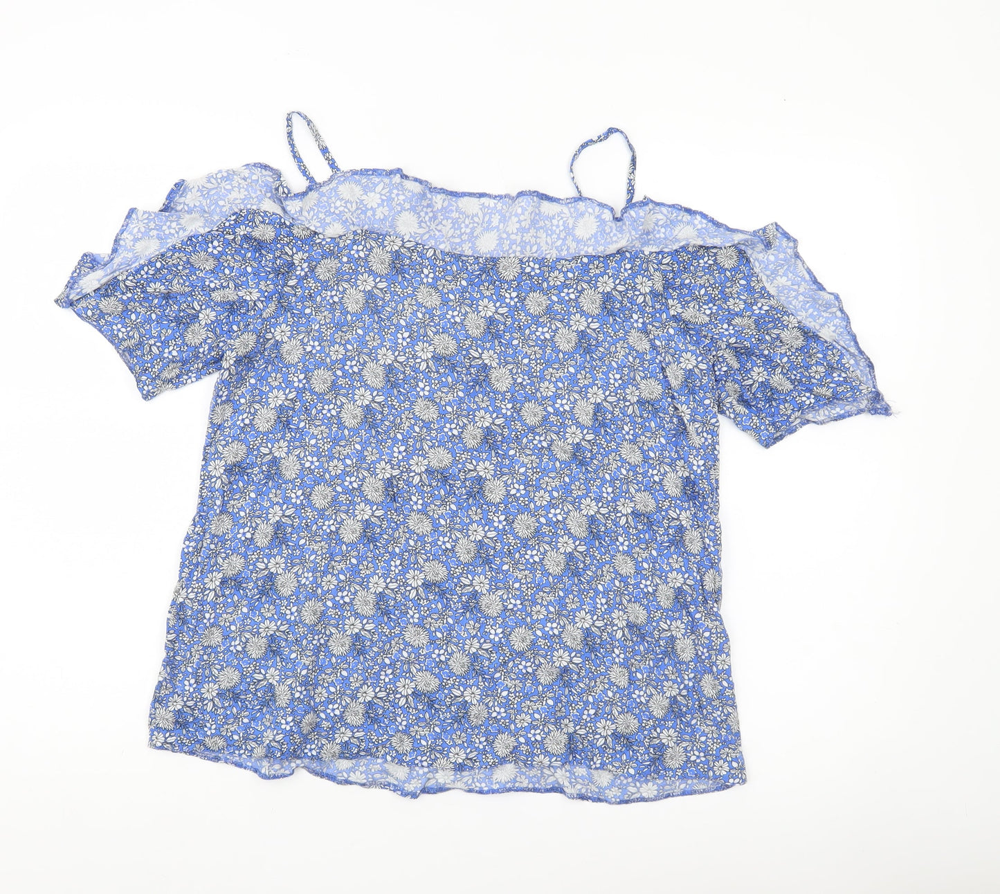 Peacocks Women’s Blue Floral Off Shoulder Blouse Size 10