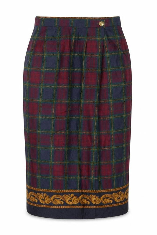 JHC Women’s Multicoloured Plaid Midi Pencil Skirt Size 10 Rayon