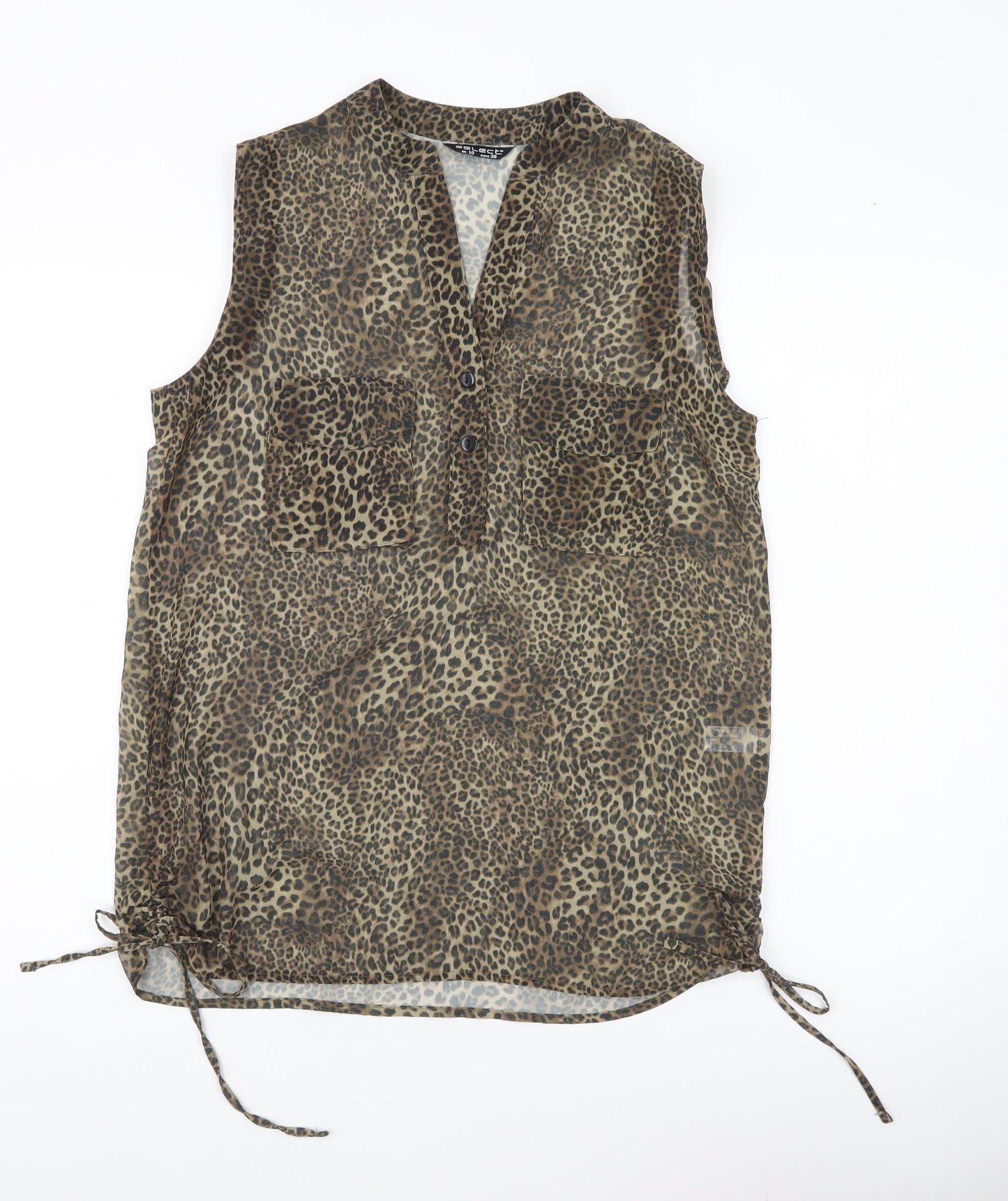 Select Women’s Brown Leopard Print Sleeveless Tunic Blouse UK 10