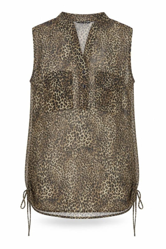 Select Women’s Brown Leopard Print Sleeveless Tunic Blouse UK 10