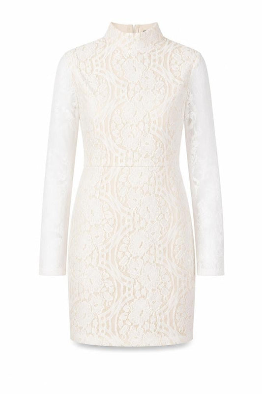PRETTYLITTLETHING Women’s Ivory Lace Sheath Mini Dress UK 10