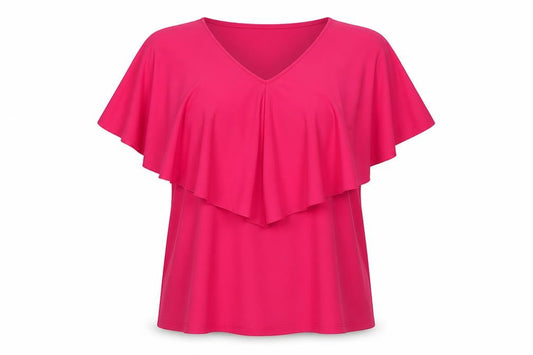 Together Women’s Pink Ruffle V-Neck Tunic Blouse Size S