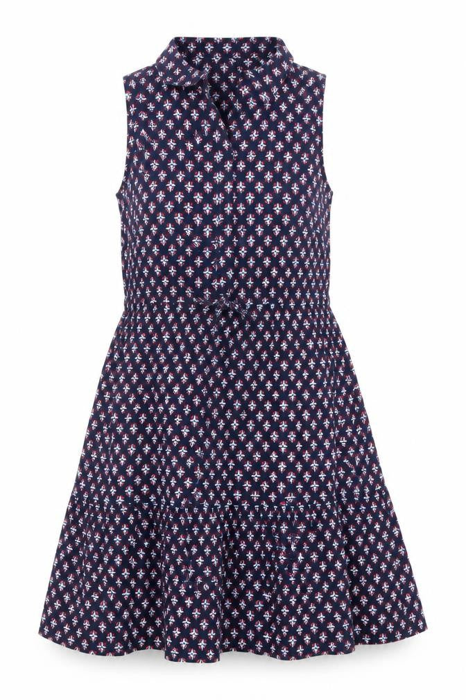 Monsoon Women’s Blue Geometric Cotton A-Line Dress Size S