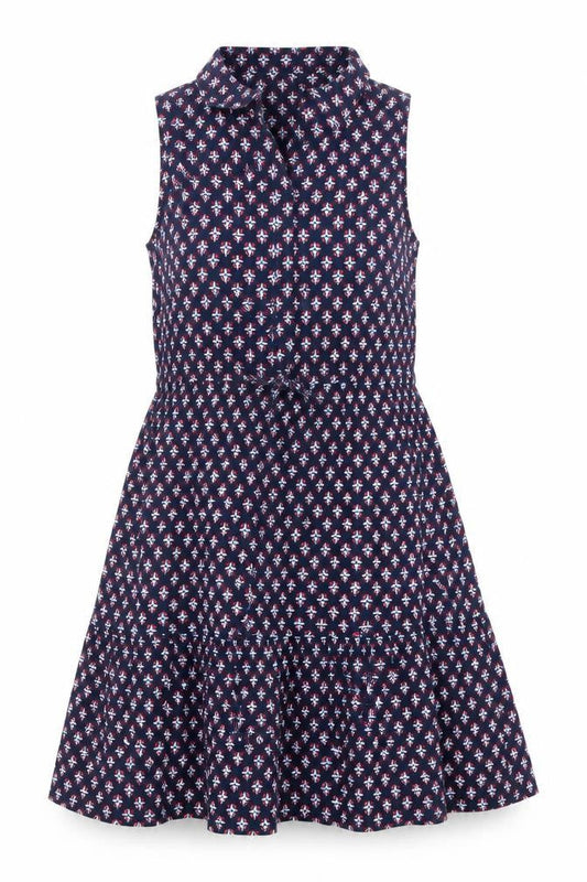 Monsoon Women’s Blue Geometric Cotton A-Line Dress Size S