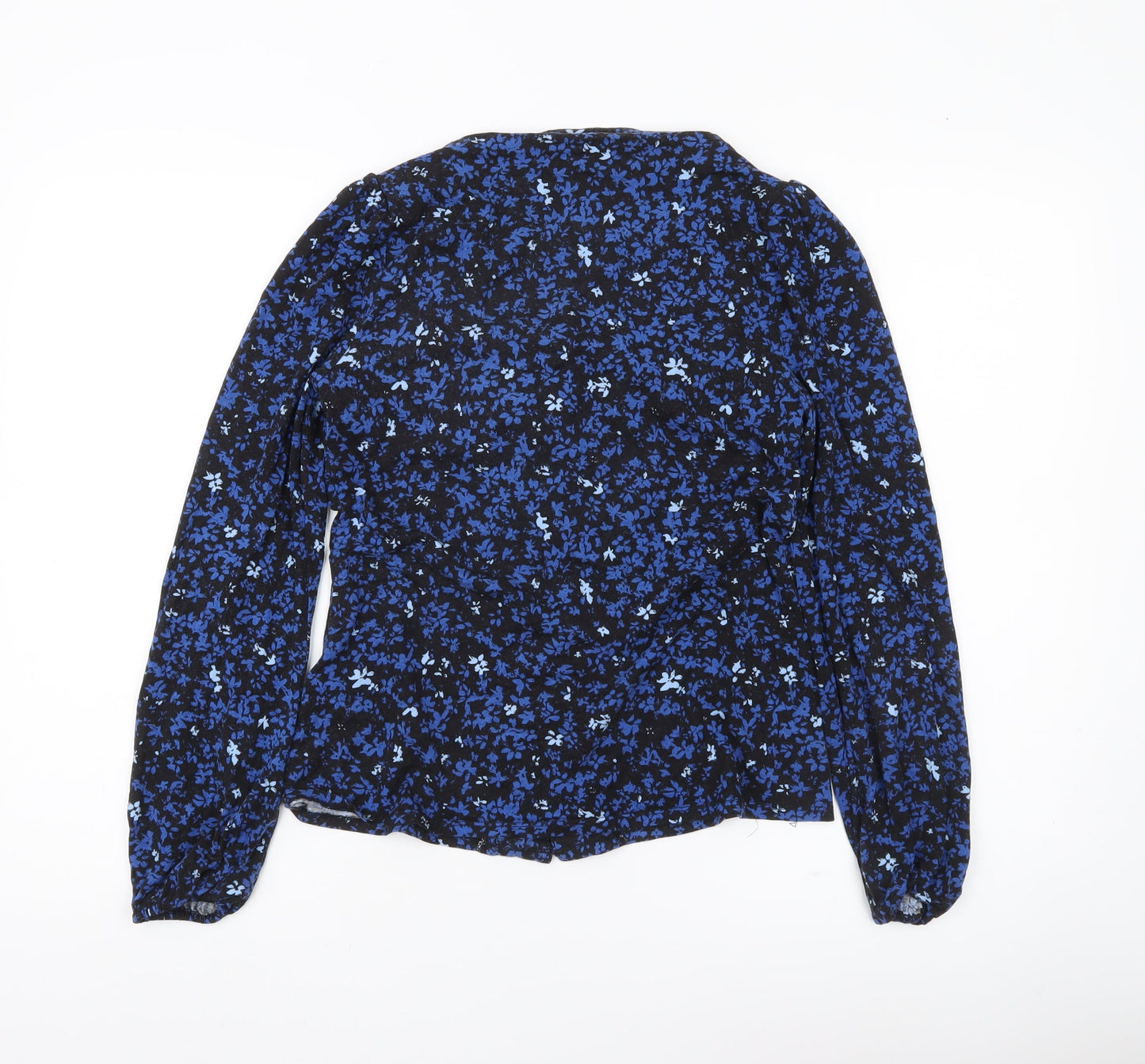 Monsoon Women Blue Floral Long Sleeve Viscose Tunic Blouse S