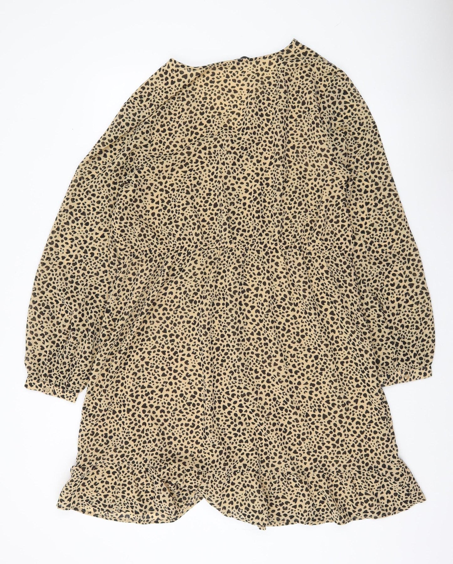 Very Women’s Beige Leopard Print Shift Dress Size 18 V-Neck