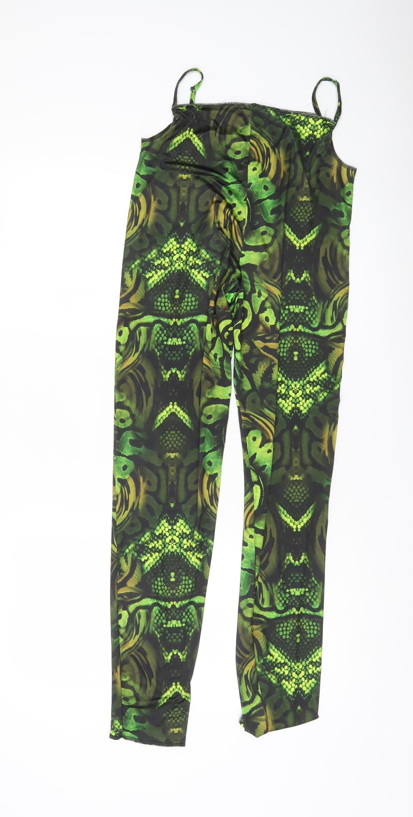 PrettyLittleThing Womens Green Animal Print Slim Leggings Size 14