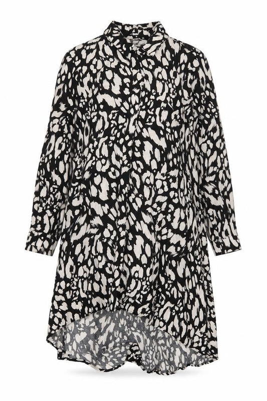 Apricot Women’s Black Animal Print Hi-Low Shirt Dress Size 12