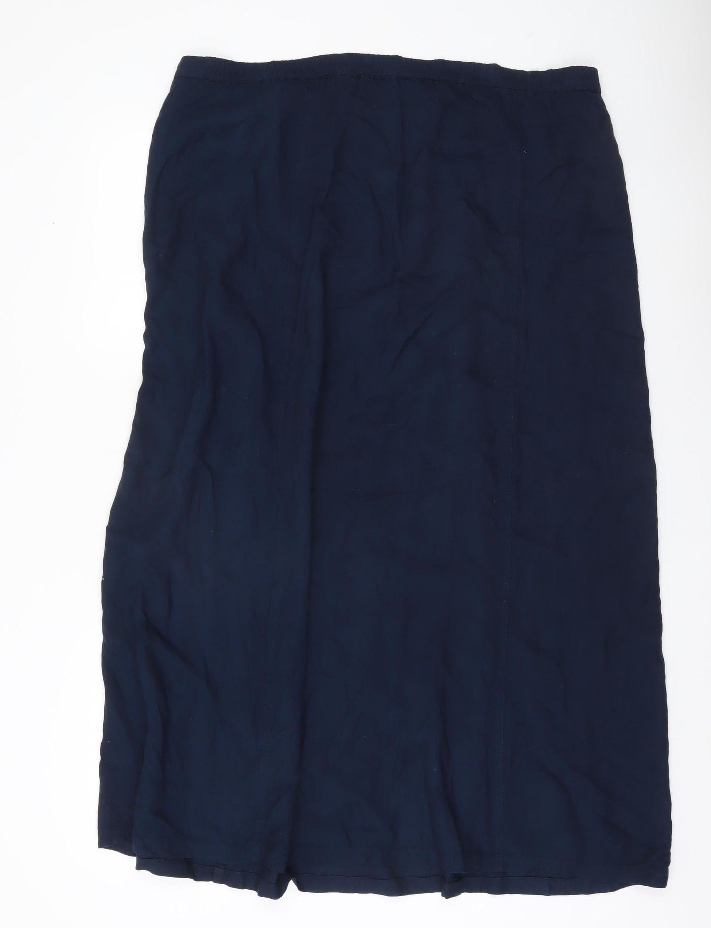 Adini Womens Blue Viscose Midi Straight Skirt L Elastic Waist