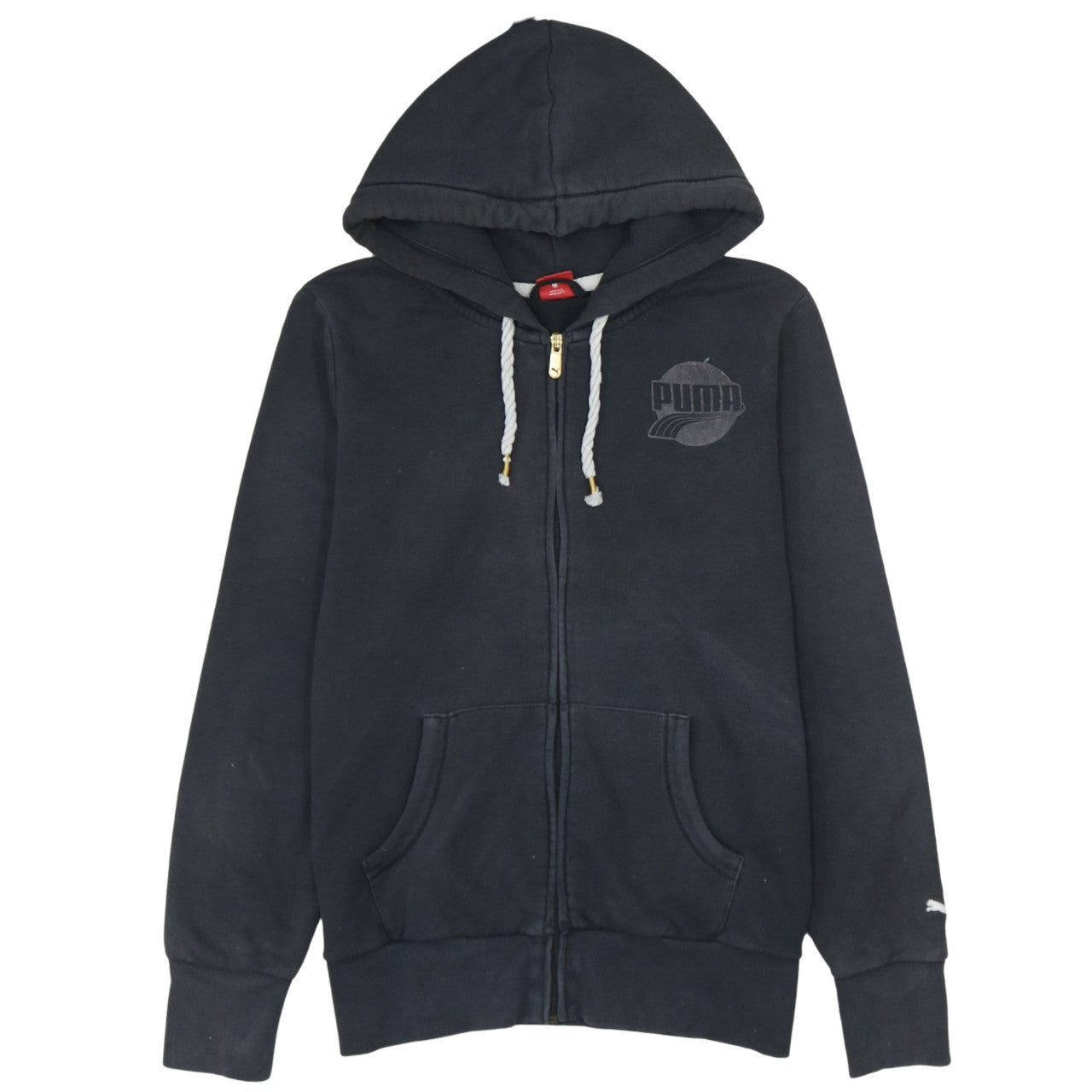 Puma Women's Black Full Zip Hoodie Size 14 UK Cotton Blend