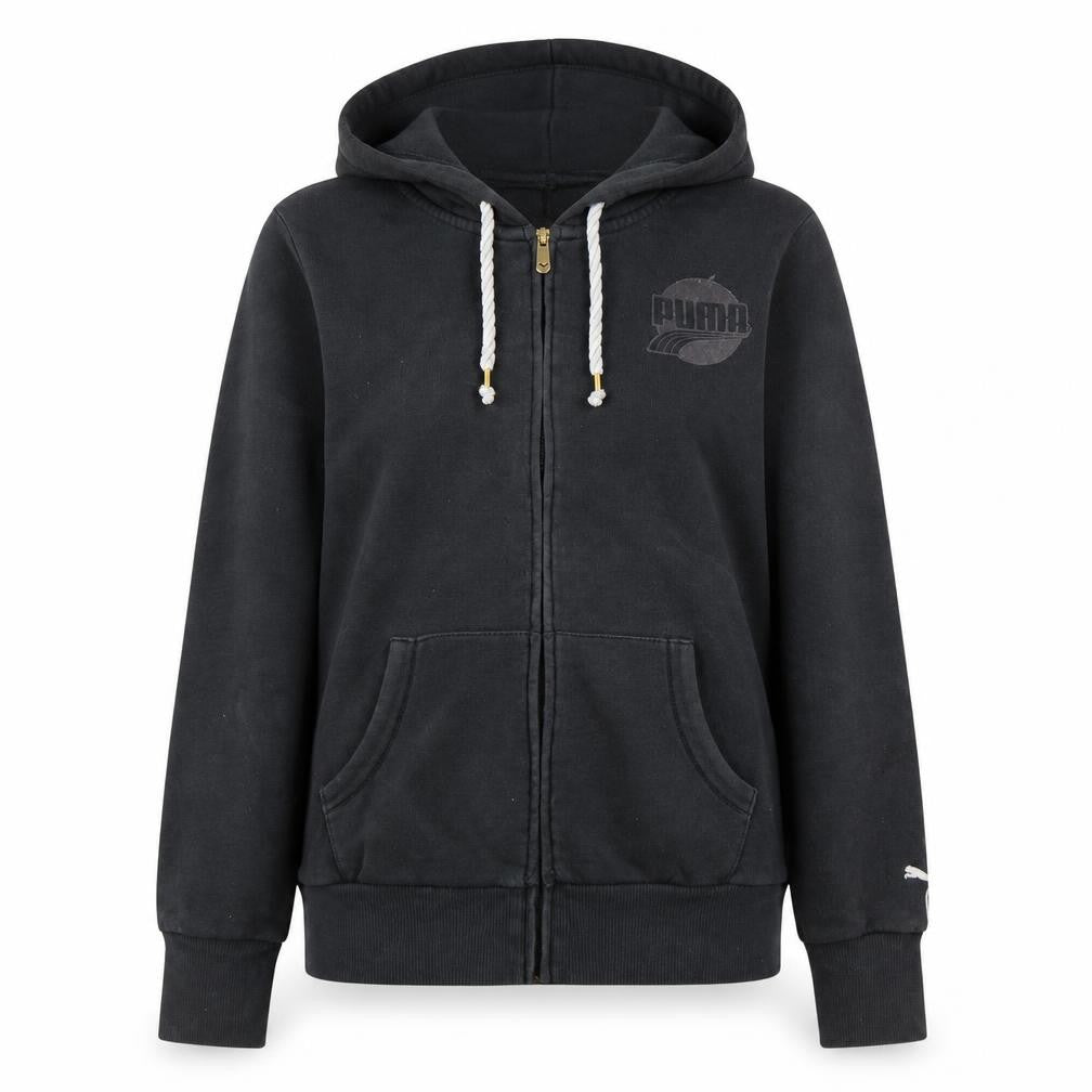 Puma Women's Black Full Zip Hoodie Size 14 UK Cotton Blend