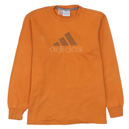 Preloved Adidas Boys Orange Sweatshirt 14 Years Pullover Fleece Logo Long Sleeve - Front