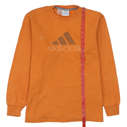 Preloved Adidas Boys Orange Sweatshirt 14 Years Pullover Fleece Logo Long Sleeve - Back