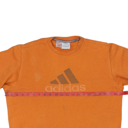 Preloved Adidas Boys Orange Sweatshirt 14 Years Pullover Fleece Logo Long Sleeve - Detail