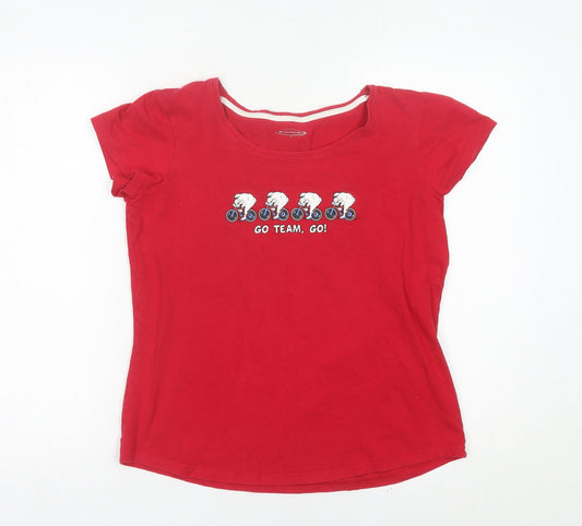 Mountain Life Womens Red Size 12 Scoop Neck Sheep Print T-Shirt