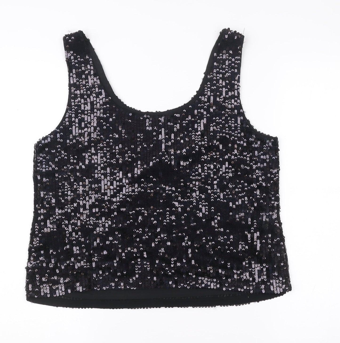 New Look Womens Black Sequin Tank Top Size 14 Party Camisole